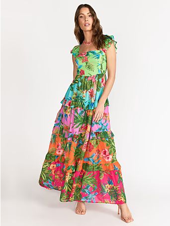 tropic sunset woven maxi dress - flying tomato | New York & Company