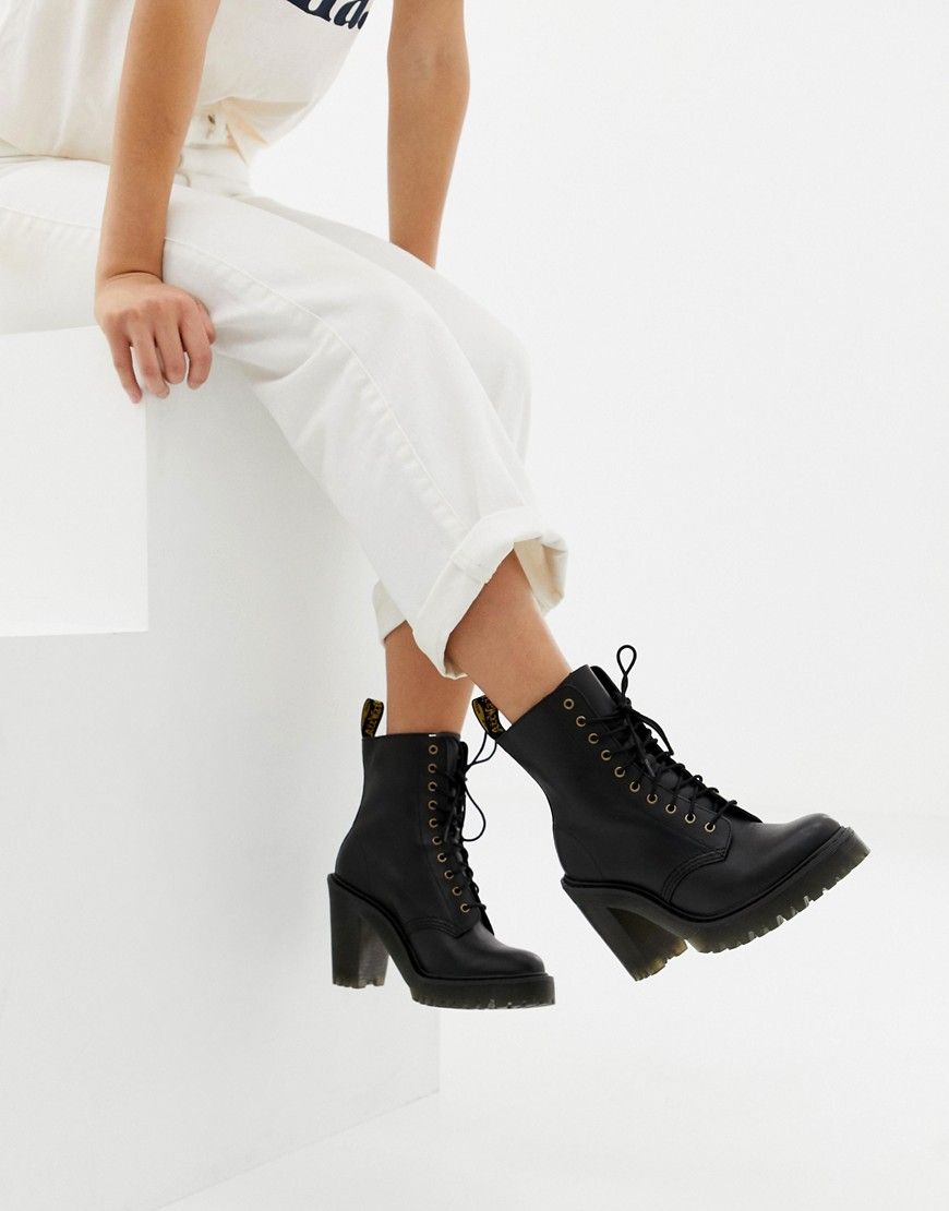 Dr Martens Kendra Black Leather Heeled Ankle Boots - Black | ASOS US