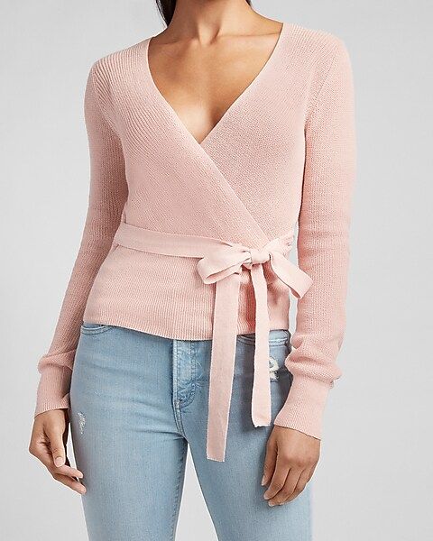 Belted Wrap Front Sweater | Express
