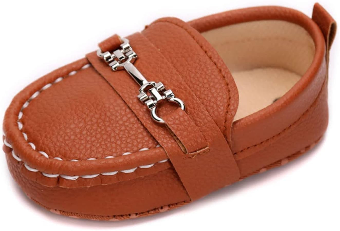 LONSOEN Baby Girls Boys Loafers Prewalker Dress Crib Shoes | Amazon (US)