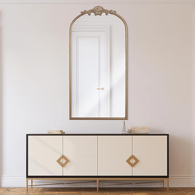 Head West Arch Antique Gold Ornate Metal Accent Wall Mirror | Amazon (US)