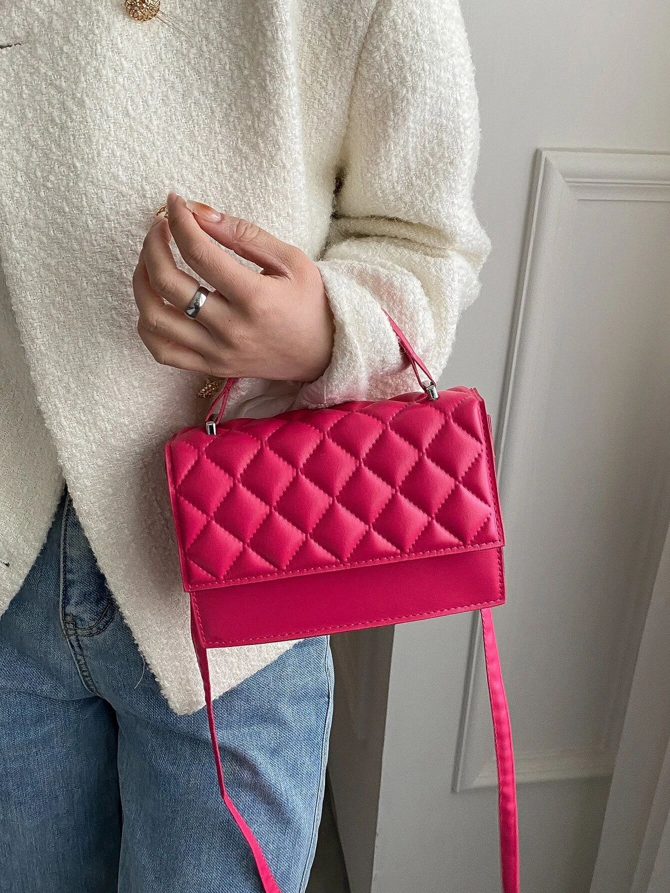 Minimalist Quilted Flap Square Bag | SHEIN