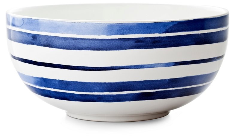 Cote D'Azur Stripe Serving Bowl, Navy/White | One Kings Lane