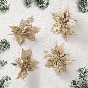 LoveShackFancy Poinsettia Ornaments - Set of 4 | Pottery Barn Teen