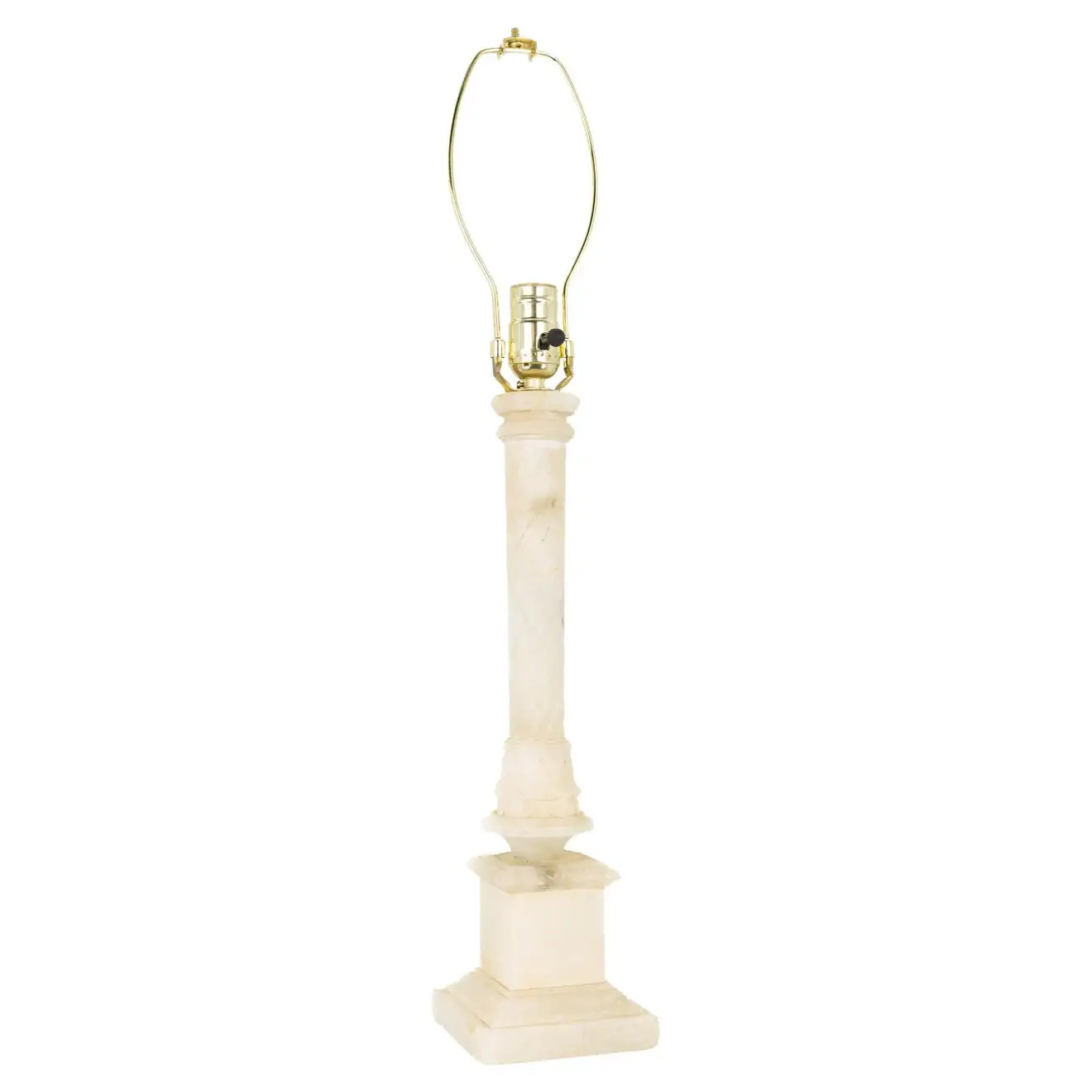 Hand Carved Italian Mid Century Alabaster Column Table Lamp | 1stDibs