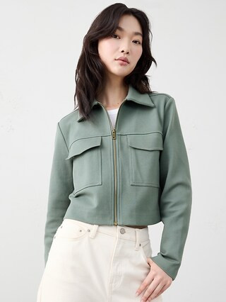 Knit Twill Cropped Jacket | Banana Republic Factory