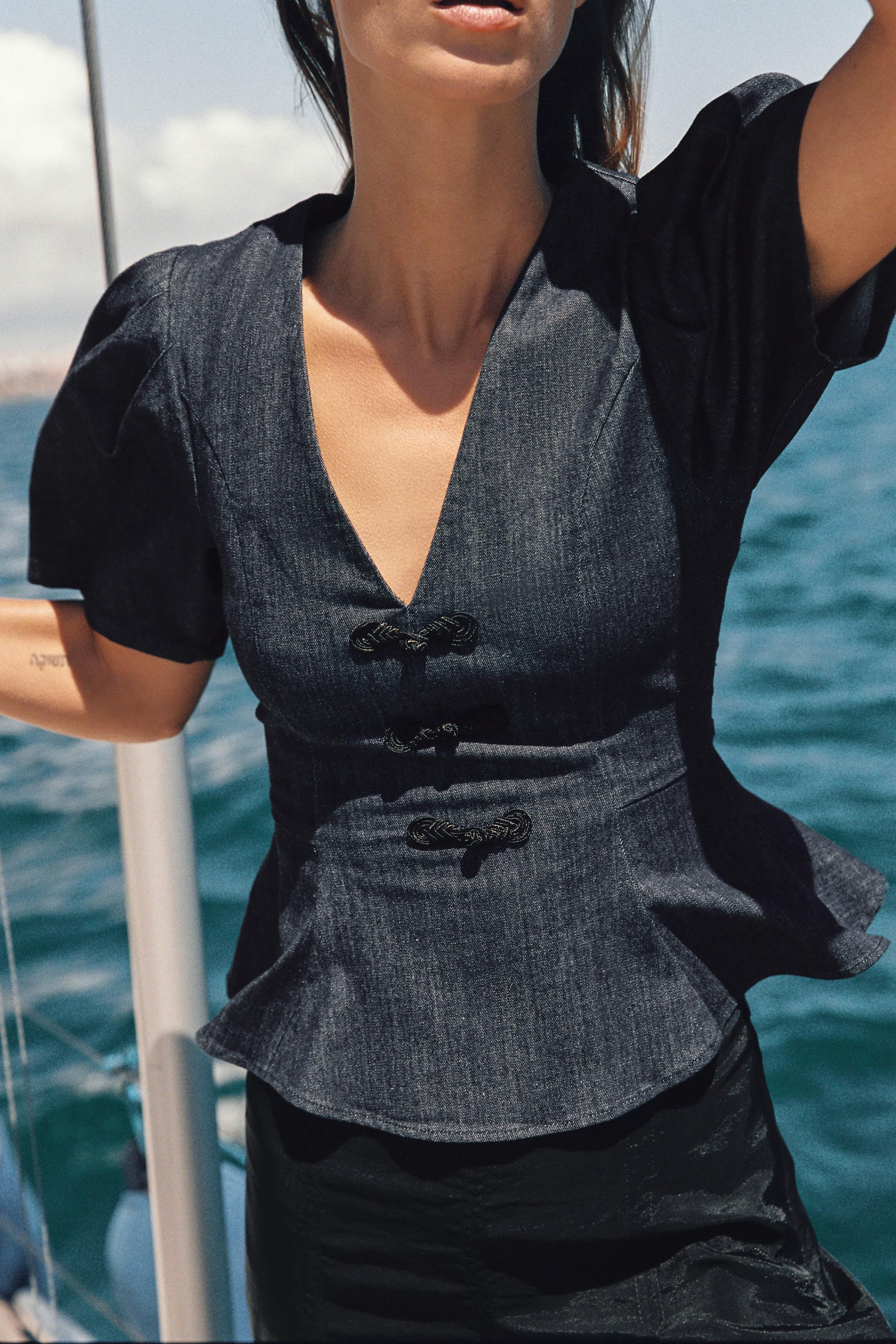 PEPLUM TOP WITH FIREMAN CLASPS | Zara US