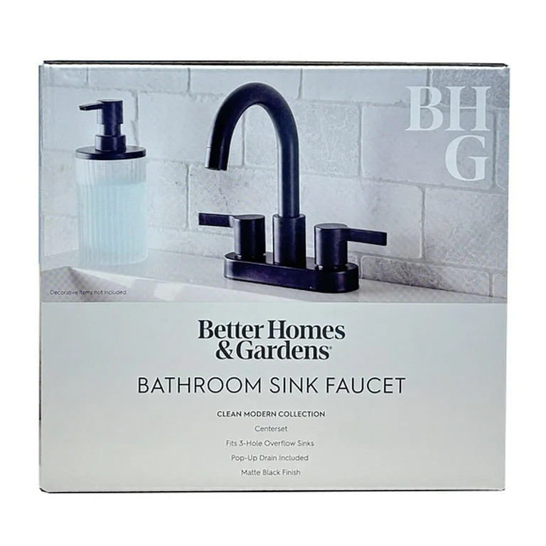 Better Homes & Gardens Clean Modern 4" Centerset Bathroom Faucet in Matte Black | Walmart (US)