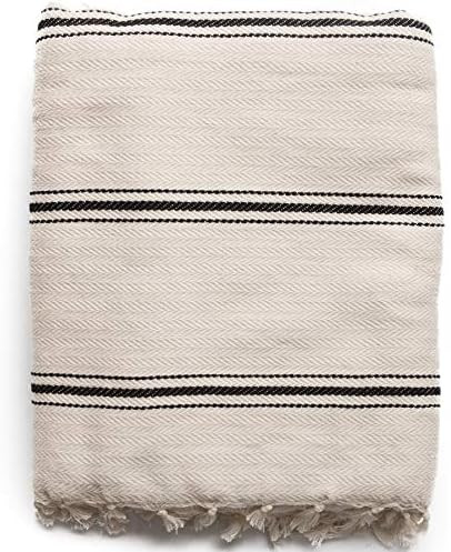 The Loomia Sophie Turkish Cotton Boho Farmhouse Throw Blanket (Extra Large 65" X 85", Cream Ecru ... | Amazon (US)
