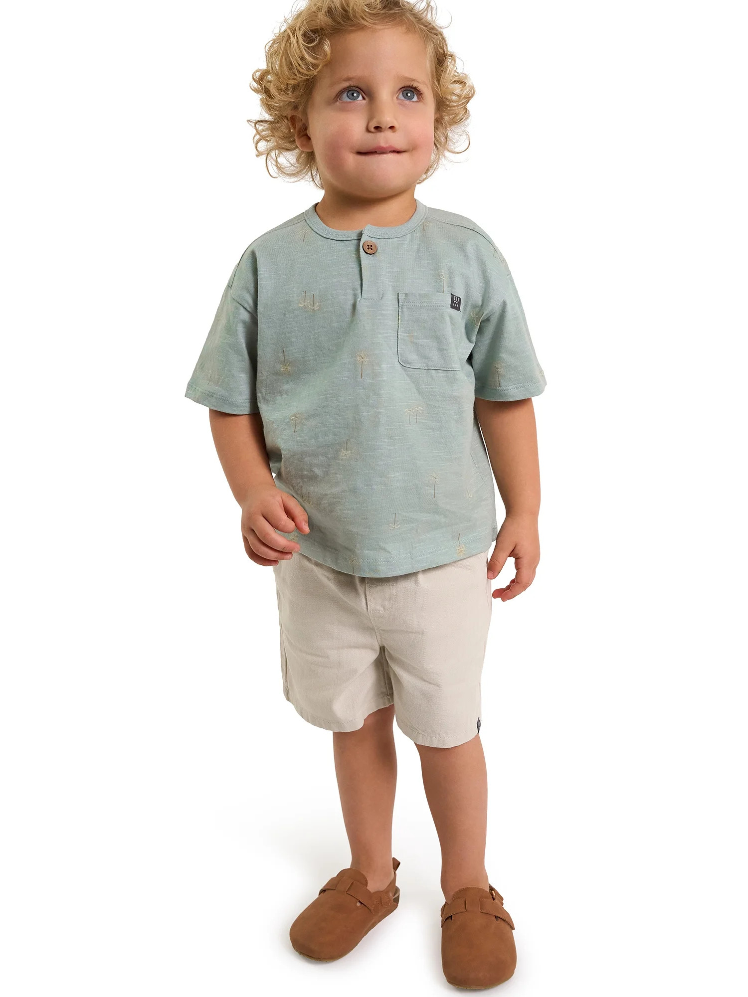Modern Moments by Gerber Toddler Boy Henley Tee and Short Outfit Set, 2-Piece, Sizes 12 Months - ... | Walmart (US)
