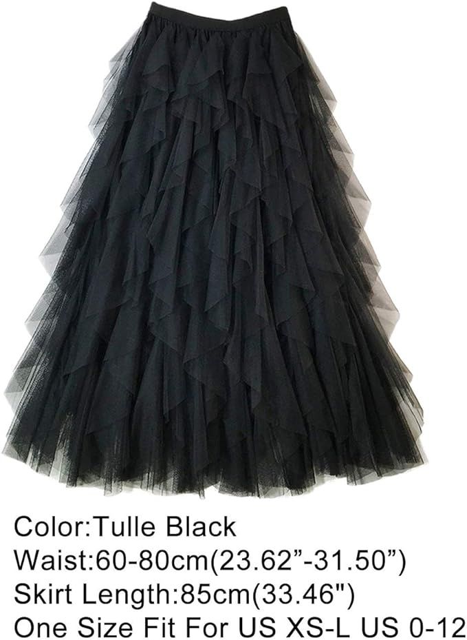 Femiserah Women's Long Rainbow A Line Tulle Tutu Skirts Tiered Skirt Petticoat | Amazon (US)