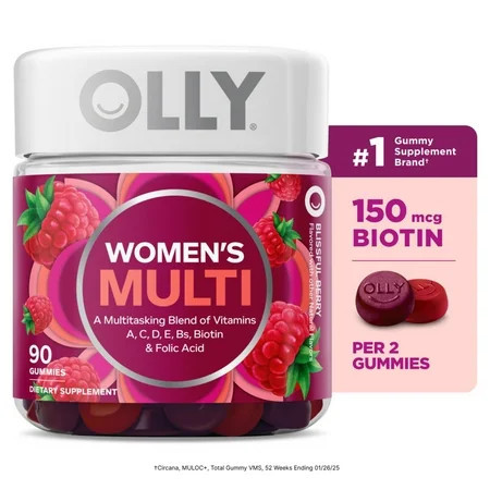 OLLY Women's Multivitamin Gummy Supplement, Vitamins A, D, C, E, Biotin, Folic Acid, 90 Ct | Walmart (US)