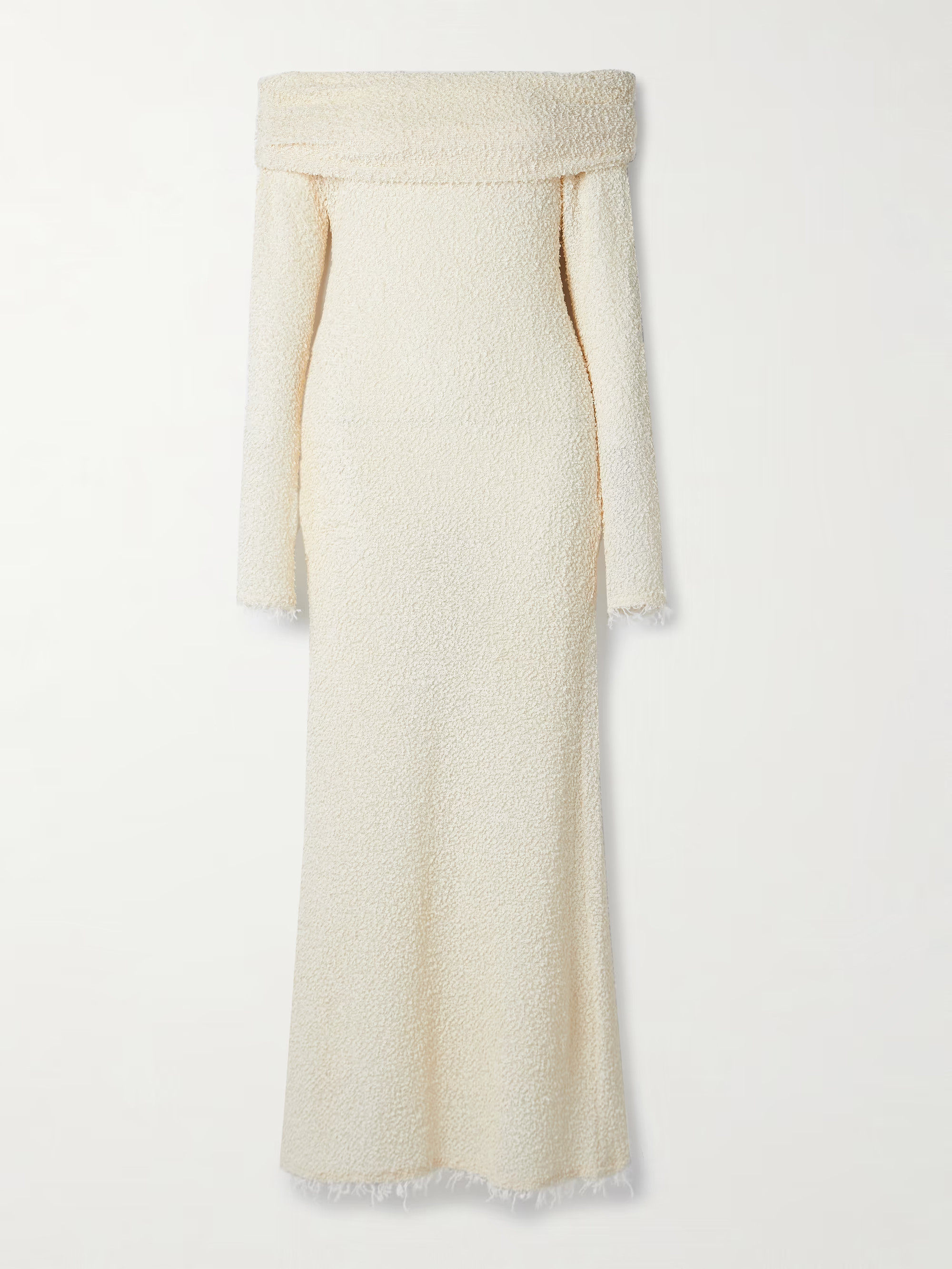 Ormany frayed off-the-shoulder bouclé maxi dress | NET-A-PORTER (US)