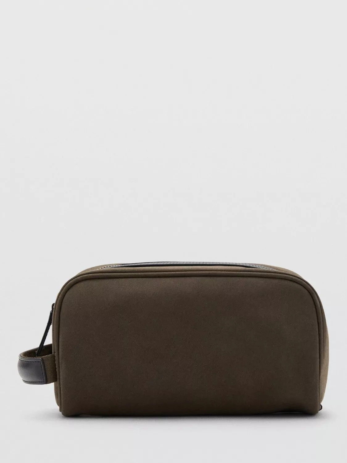 Mango Leather Blend Wash Bag, Khaki | John Lewis (UK)