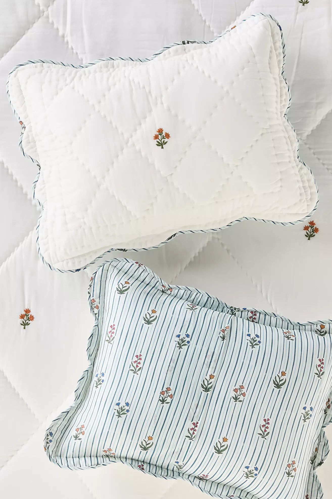Parker Cotton Floral Icon Embroidered Shams, Set of 2 | Anthropologie (US)