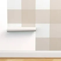 Peel-and-Stick Removable Wallpaper Buffalo Check Bisque Beige Gingham | Walmart (US)