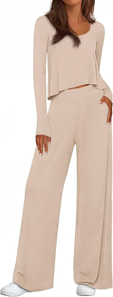 PRETTYGARDEN Women's 2 Piece Lounge Fall Sets 2025 Casual Long Sleeve Pajamas Comfy Pants Matchin... | Amazon (US)