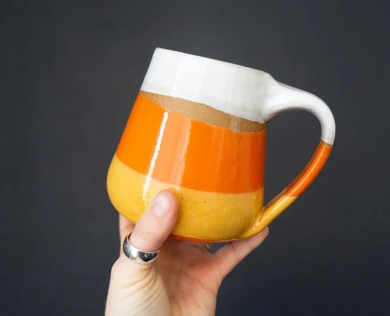 Handmade Halloween Candy Corn Glazed Ceramic Mug - Etsy | Etsy (US)