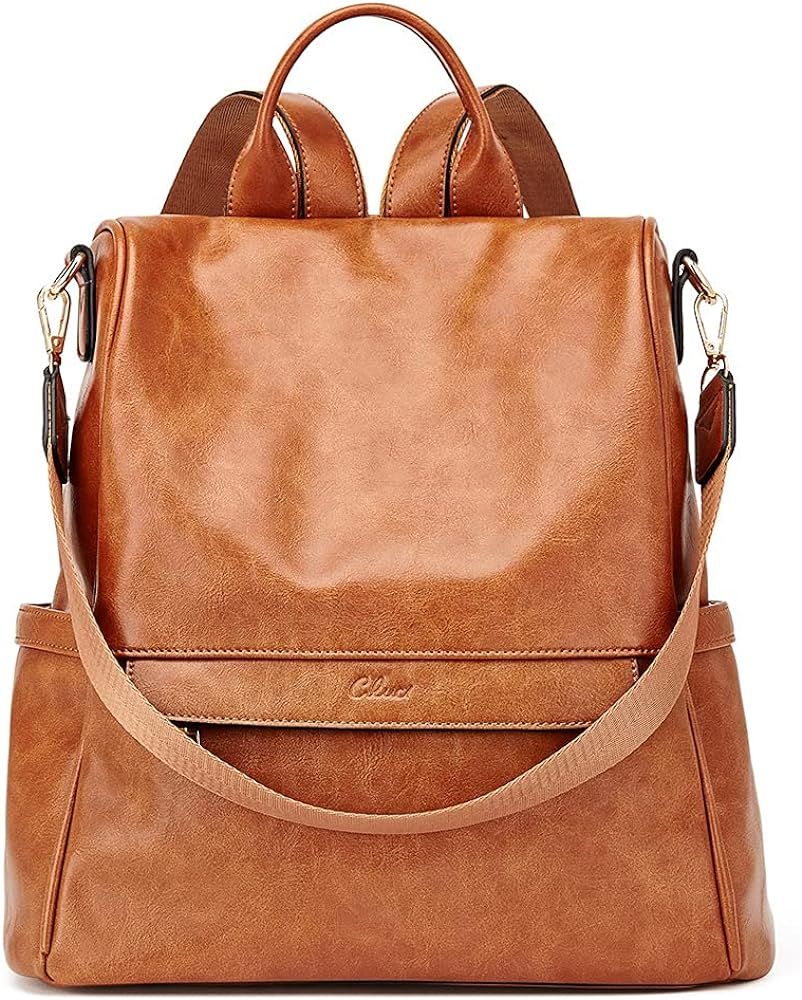 Amazon.com: Women Backpack Purse Fashion Two-Toned Vintage Leather Large Travel Bag Ladies Should... | Amazon (US)