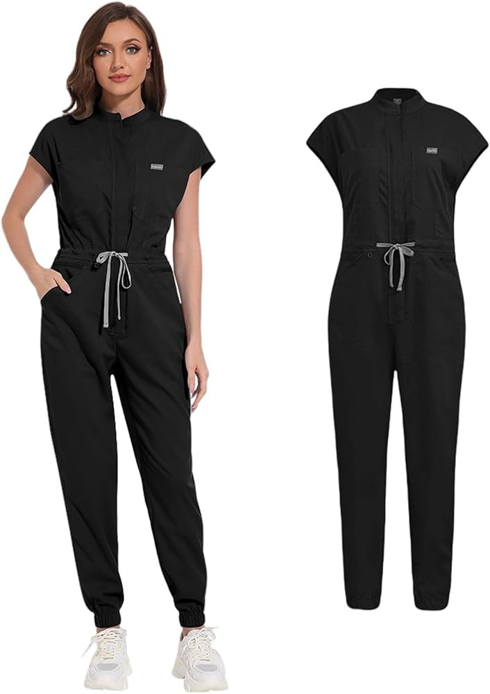 Women's Scrubs Jumpsuit - Soft Stretch Medical Scrub Set with Pockets, Comfortable Nurse & Doctor... | Amazon (US)