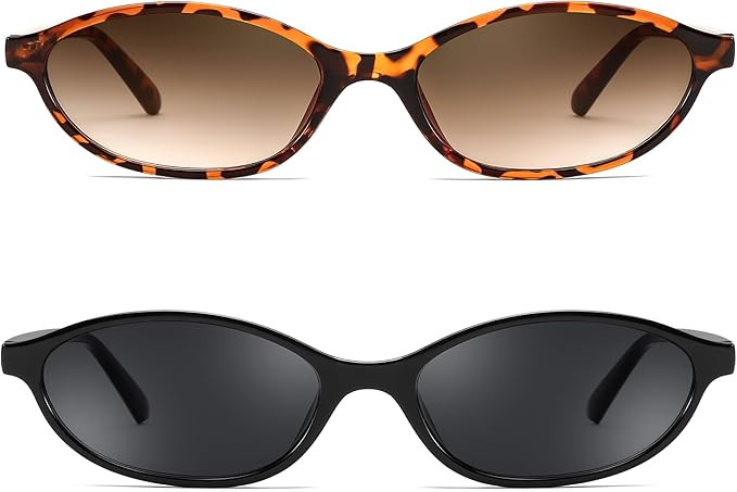 FEISEDY Retro Oval Cat Eye Sunglasses for Women 90s Narrow Lightweight Shades Y2k Trendy Sunnies ... | Amazon (US)