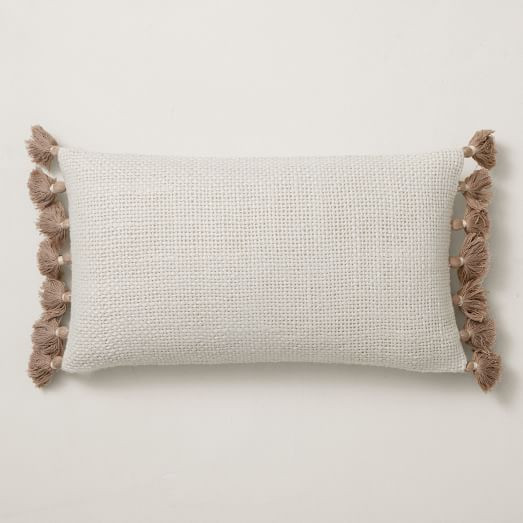 Two-Tone Chunky Linen Tassels Pillow Cover | West Elm (US)
