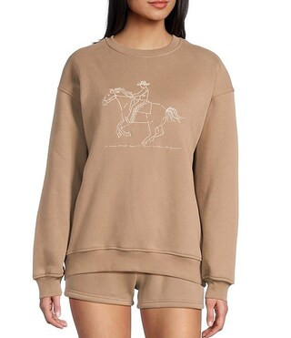 Western Horse Print Pullover Crew Neck Sweatshirt | Dillard's