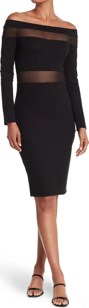 Off-the-Shoulder Mesh Panel Bodycon Dress | Nordstrom Rack