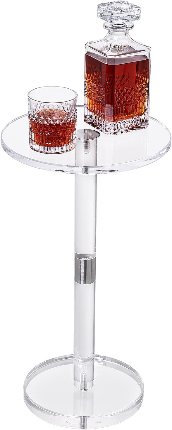 HMYHUM Acrylic Drink Table for Small Spaces, Martini Table for Living Room, Drink Side Table/End ... | Amazon (US)