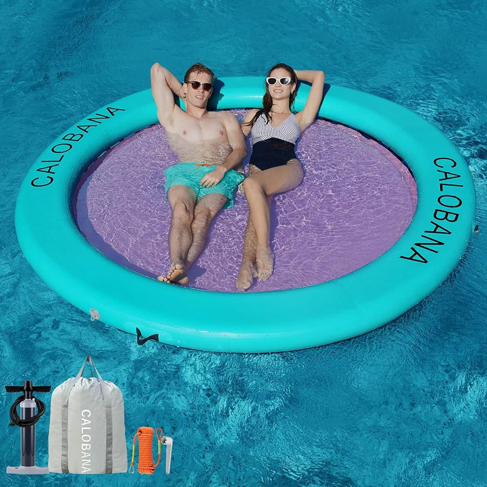 Round Floating Ring Inflatable Water Hammock Heavy Duty River Floats Lake Raft for Adults Tanning... | Amazon (US)