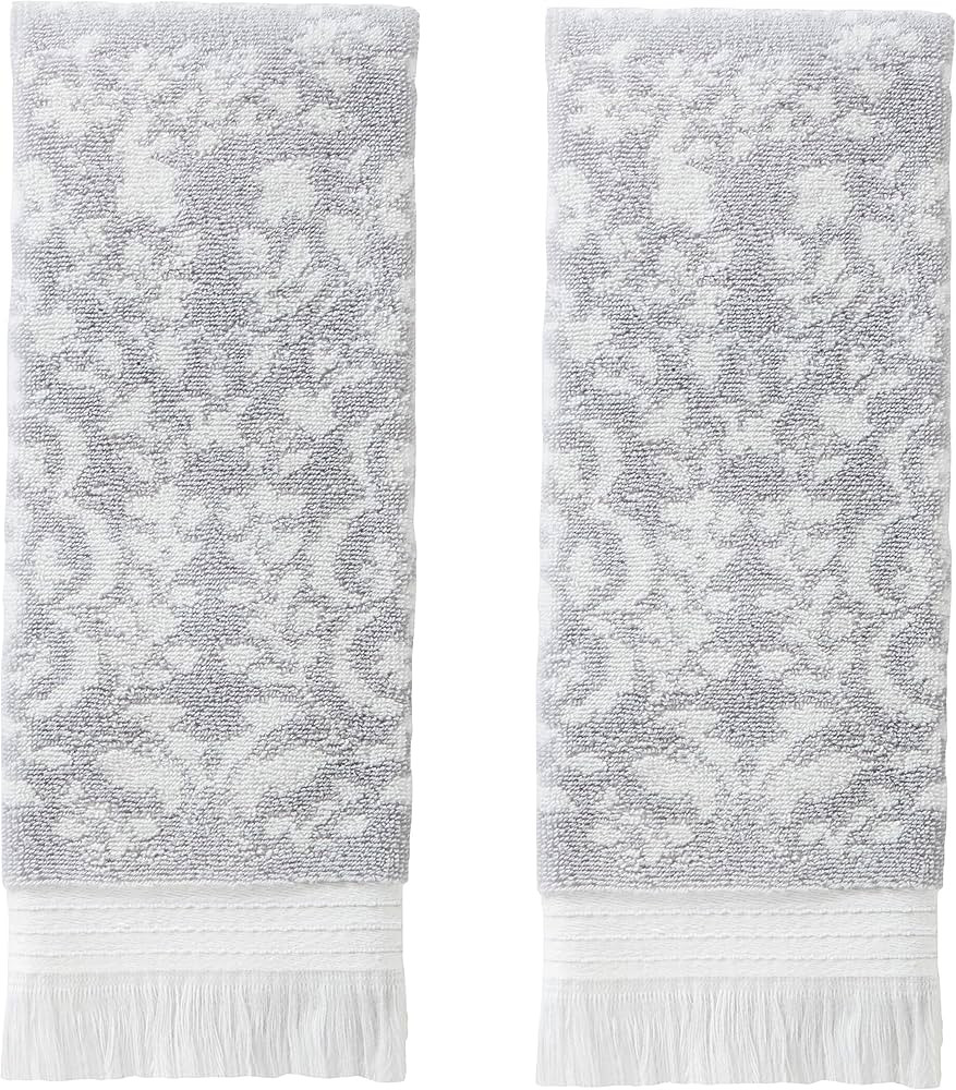 SKL Home Carrick Medallion 100% Turkish Cotton Hand Towel Set, Gray | Amazon (US)