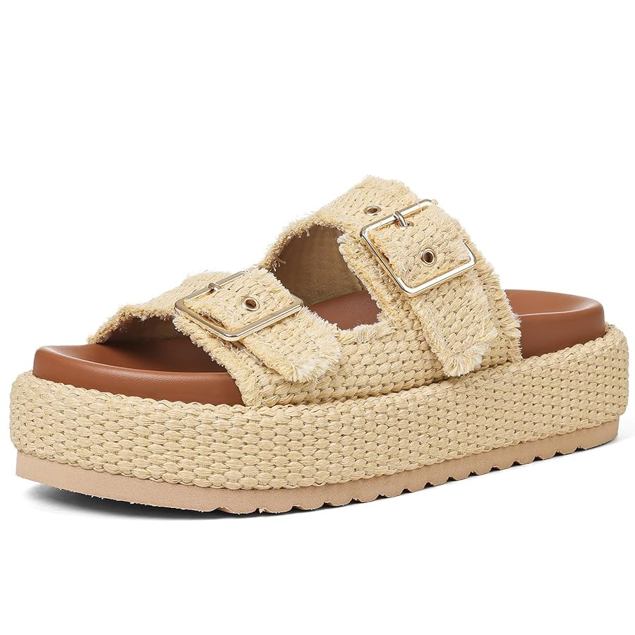 mikarka Raffia Platform Sandals for Women 2025: Resort Womens Sandals Comfortable - Summer Beach ... | Amazon (US)