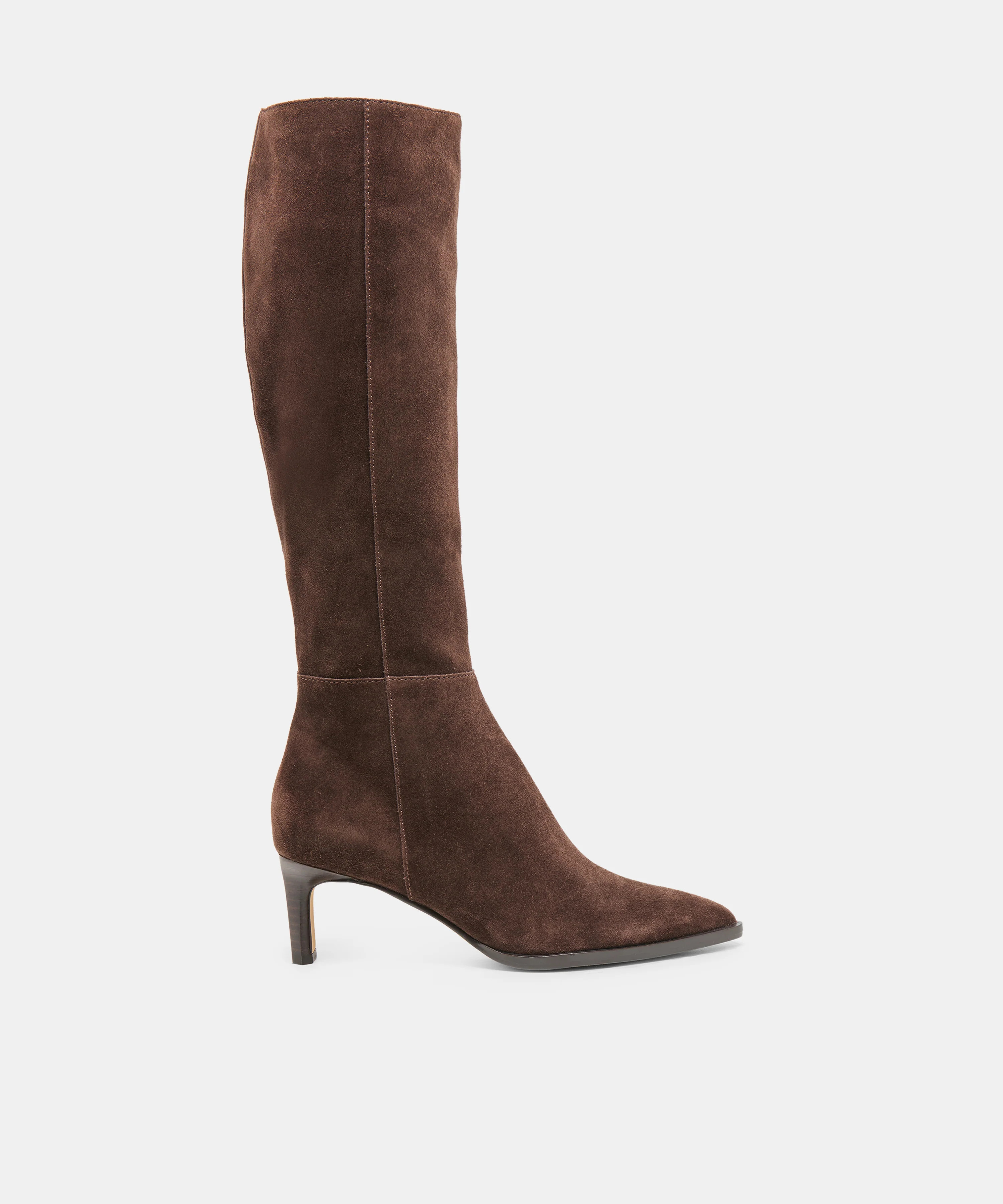 Alima Narrow Calf Boots in Dark Brown Suede Size 6.5NC By Dolce Vita | DolceVita.com
