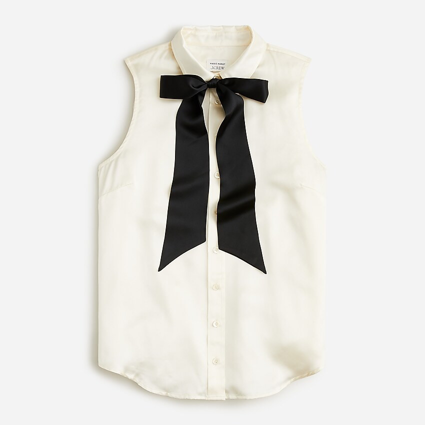 Marie Marot X J.Crew sleeveless silk charmeuse top with necktie | J. Crew US