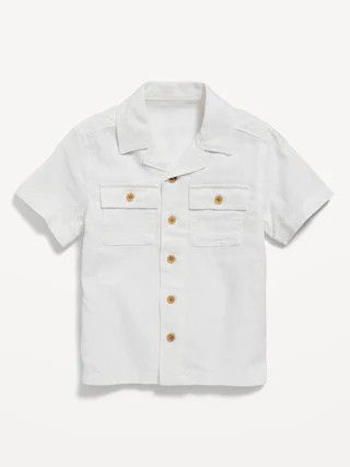 Short-Sleeve Linen-Blend Camp Shirt for Toddler Boys | Old Navy (US)