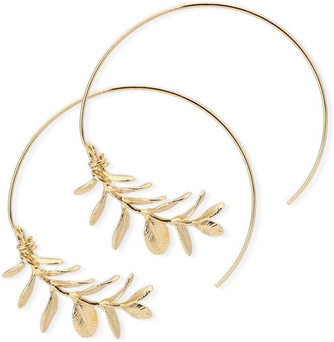 Big Gold Hoop Earrings for Women | 16k Gold Plated Leaf Open Hoops | Hypoallergenic Handmade Mini... | Amazon (US)