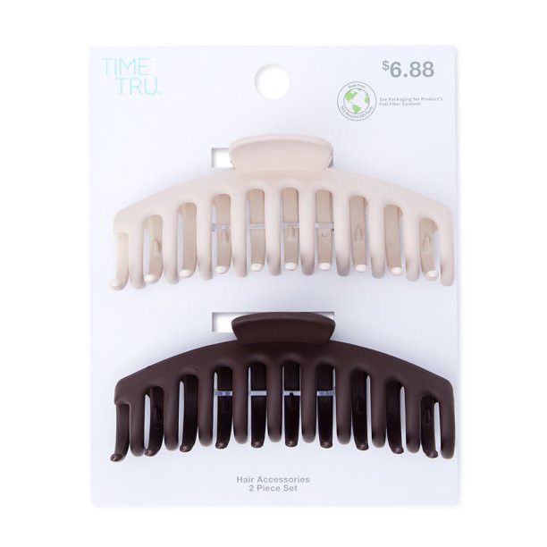 Time and Tru Women's Claw Hair Clips, 2-Pack | Walmart (US)
