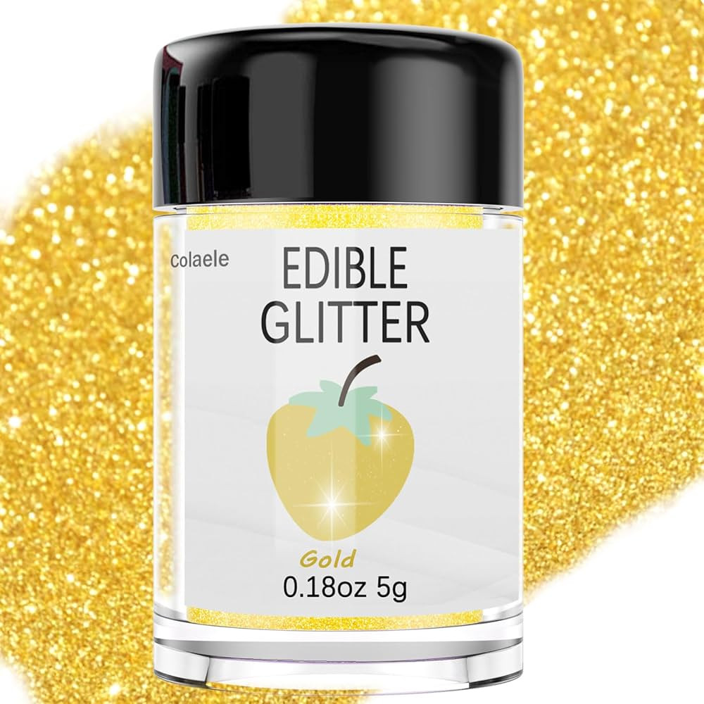 Gold Edible Glitter Glimmer Powder for Cakes Drinks - Colaele 5 grams Food Grade Luster Dust Meta... | Amazon (US)