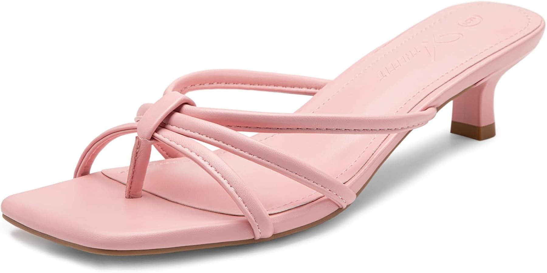Athlefit Kitten Heels for Women Square Toe Strappy Flip Flop Low Heels Slip On Thong Heeled Sanda... | Amazon (US)