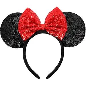 Mouse Ears Headbands, Sequin Mouse Ears for Women Girls Boys, Shiny Bow Headband for Cosplay Cost... | Amazon (US)