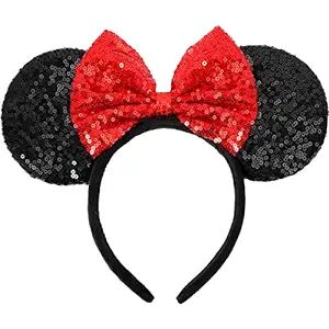 Mouse Ears Headbands, Sequin Mouse Ears for Women Girls Boys, Shiny Bow Headband for Cosplay Cost... | Amazon (US)