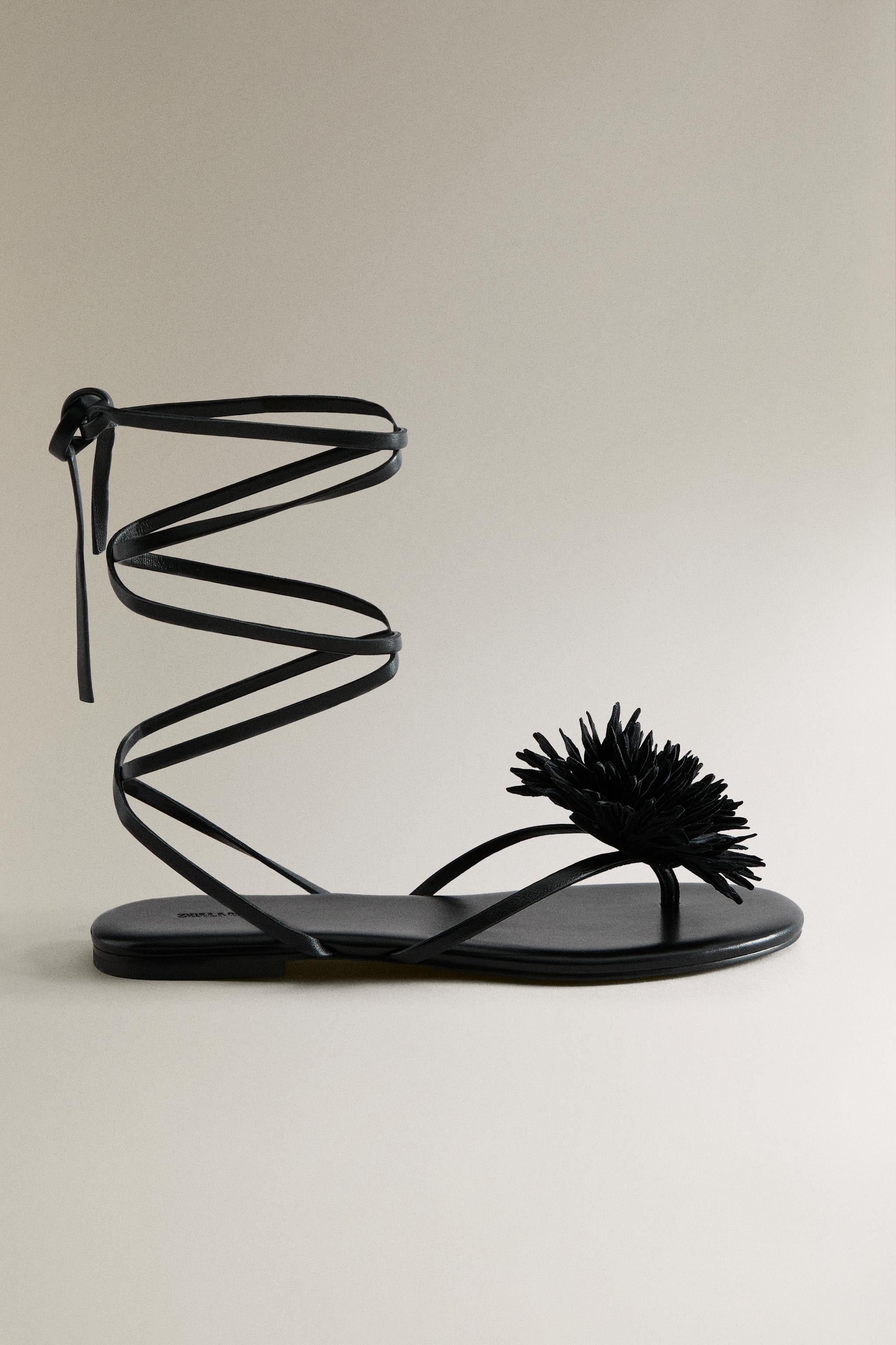 FLORAL LEATHER SANDALS | Zara US