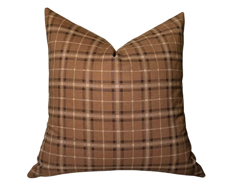 Plaid Pillow Cover, Brown Plaid Pillow, Fall Pillow Cover, Lumbar Plaid Throw Pillow, Christmas P... | Etsy (US)
