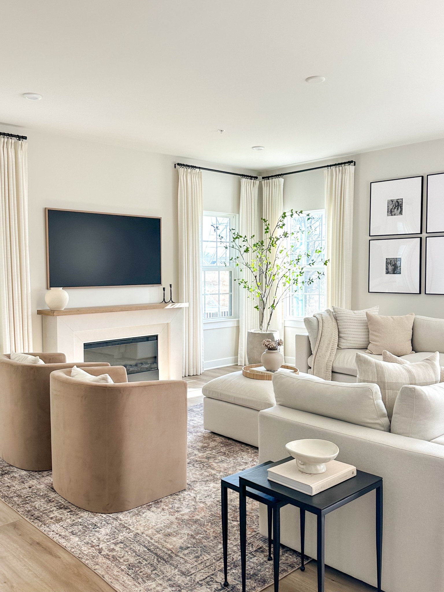 Cozy living room views! This electric fireplace was the perfect addition! 
#livingroom #cozyvibes #sofa #accentchair #accenttable #fireplace #rug 

#LTKFindsUnder50 #LTKFindsUnder100 

#LTKHome