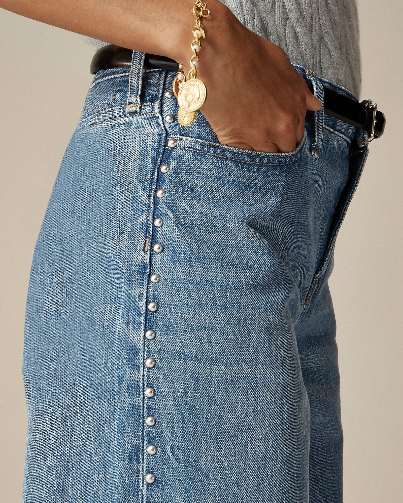 Studded lower-rise wide-leg jean in 1984 rigid | J. Crew US