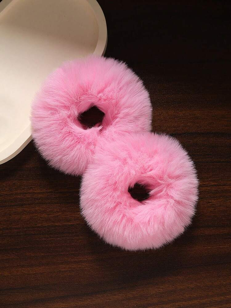 2pcs Plush Scrunchies & Curly Hair Scrunchies Hair Scrunchies, Hair Accessories Hair Ties Scrunchy Hair Ties, Casual ,Head Piece | SHEIN