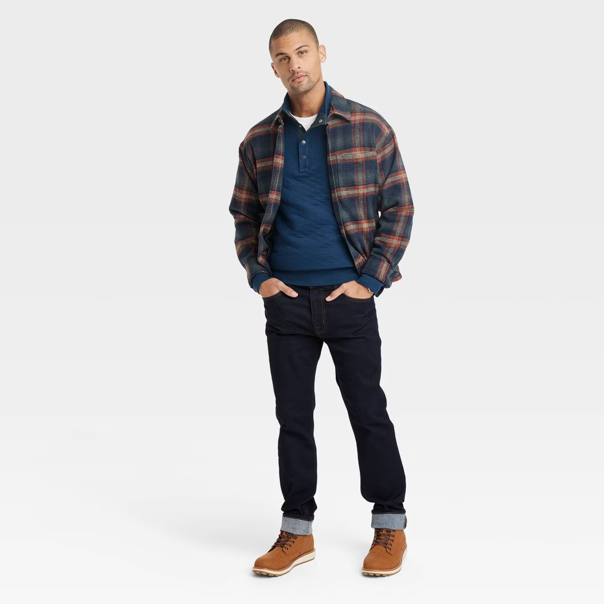 Men's Quilted Snap Pullover Sweatshirt - Goodfellow & Co™ | Target
