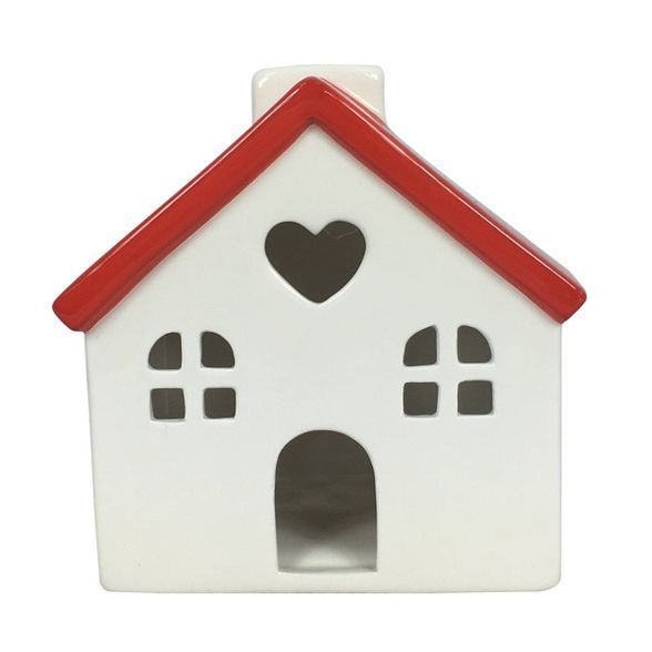 Ceramic Valentine&#39;s Day House Red/White - Spritz&#8482; | Target