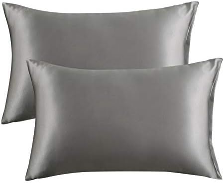Bedsure Satin Pillowcase for Hair and Skin Silk Pillowcase 2 Pack , Queen Size (Dark Grey, 20x30 ... | Amazon (US)
