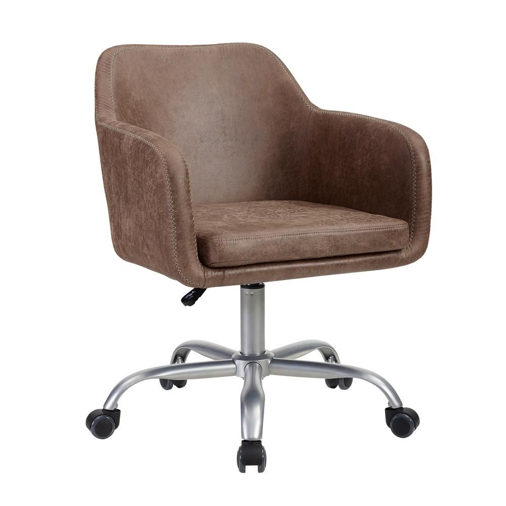 Linon Home Decor Austin Adjustable Brown & Chrome Office Chair | The Home Depot
